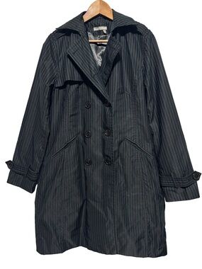 TRISTAN & ISEUT Pinstripe Trench Coat Office Siren Minimalist XL